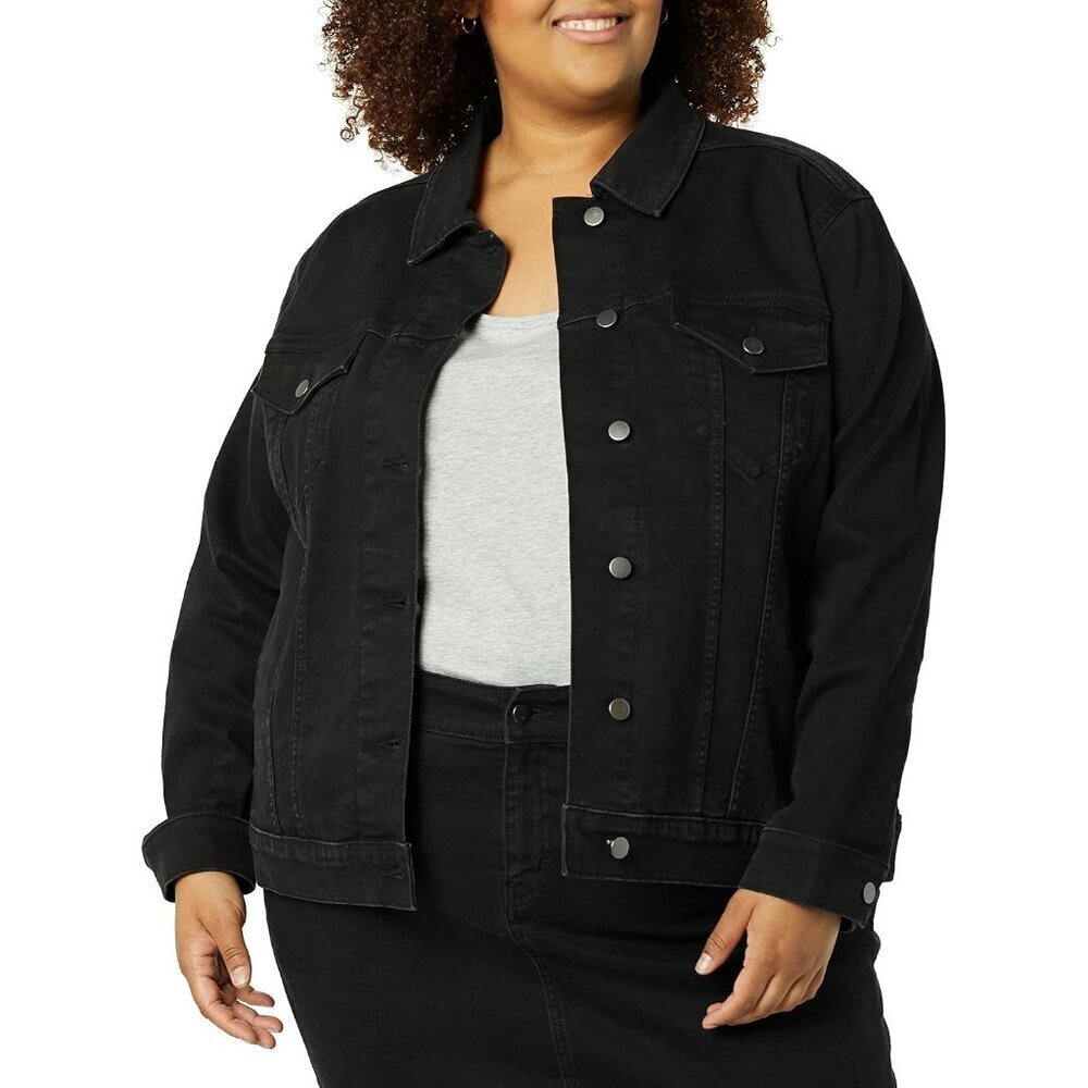Women's Jean Jacket Slim Fit Casual Denim Jacket Long Sleeve Outwear Black